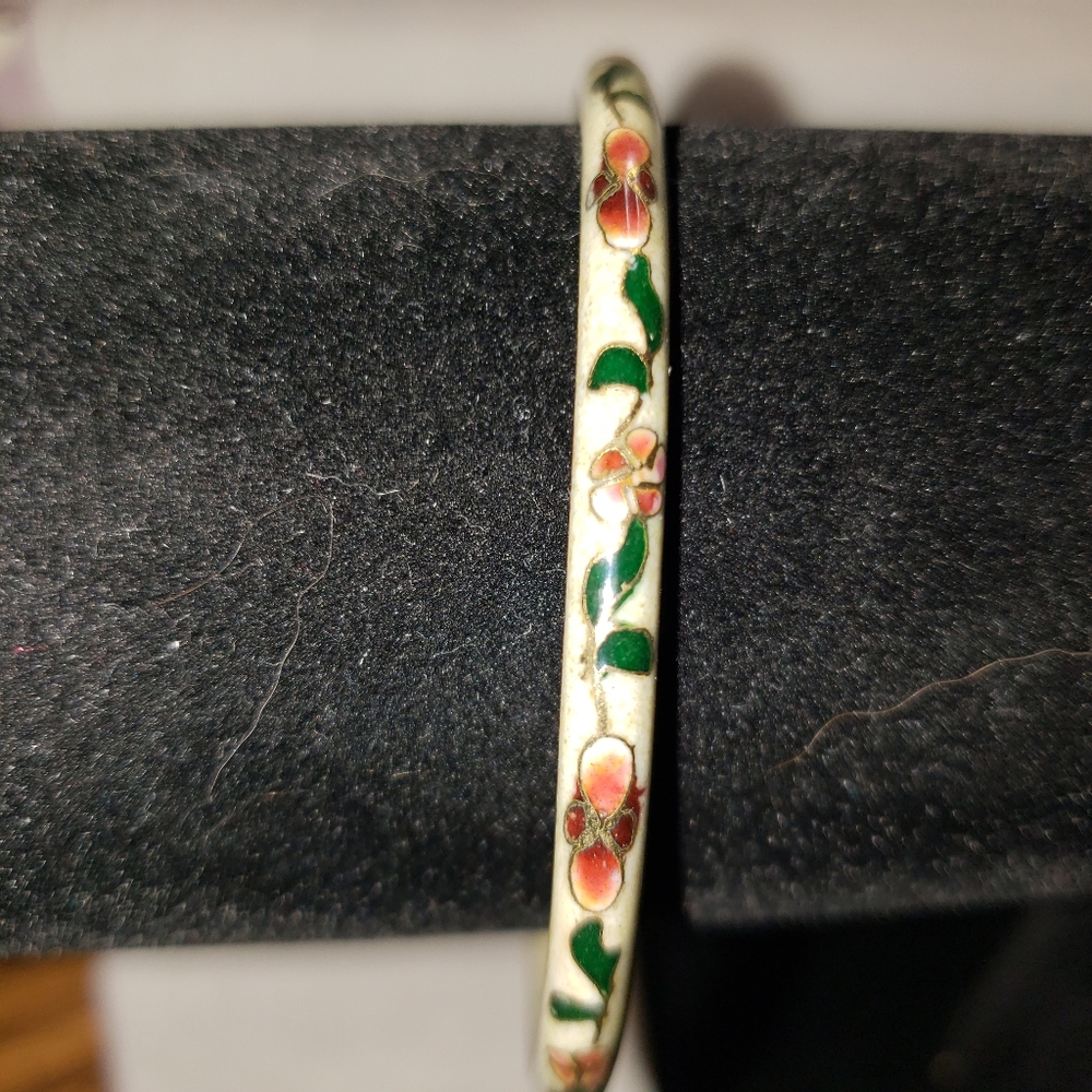 Floral Enamel Bangle Bracelet